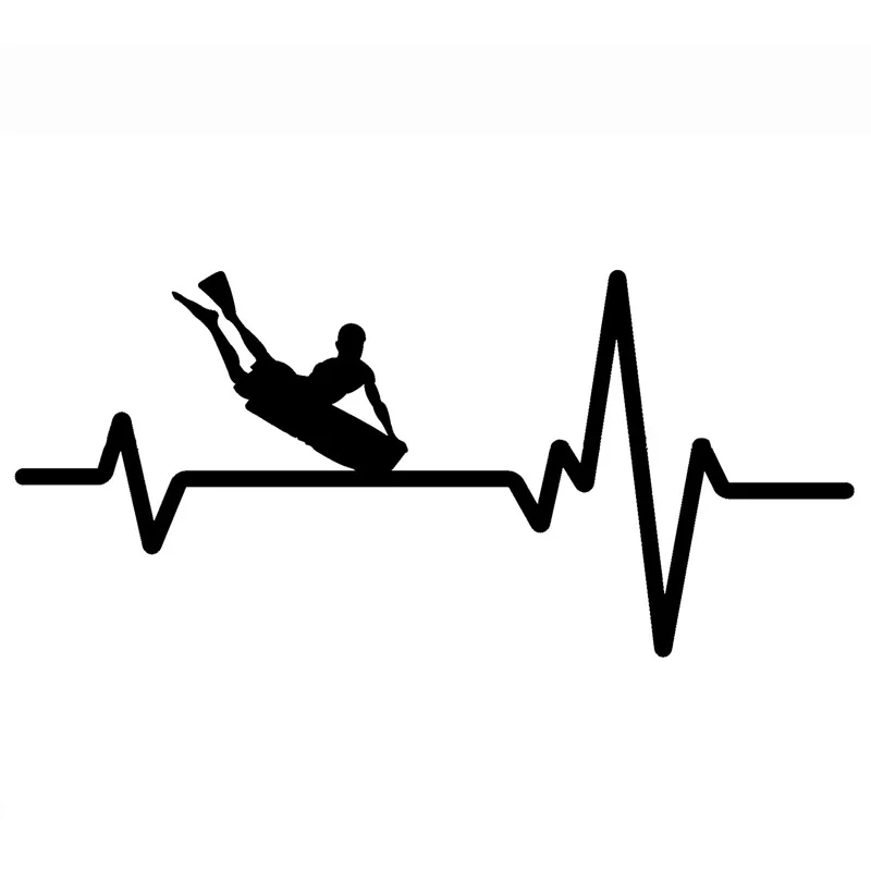 

17CM*7.9CM Surf Prone Body Board Heartbeat Vinyl Black/Silver Decal Car Sticker C22-1254