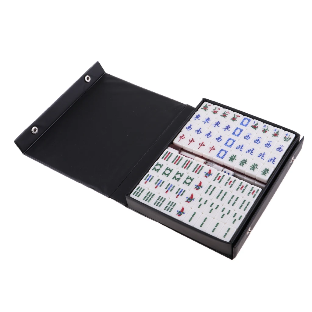 1 Set 144 Tiles Mini Portable Chinese Mahjong Set Mahjong Card Games