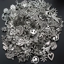 30 шт тибетский серебряный смешанный стиль лист Сердце Ключ Корона Подвески DIY ювелирные изделия для изготовление браслета ожерелья Аксессуары