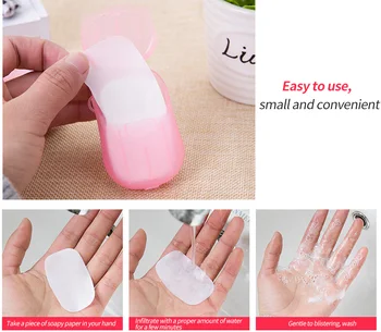

20pcs/box Portable Outdoor Travel Soap Washing Hand Bath Clean Scented Slice Sheets Disposable Boxes Soap Cleaning Product
