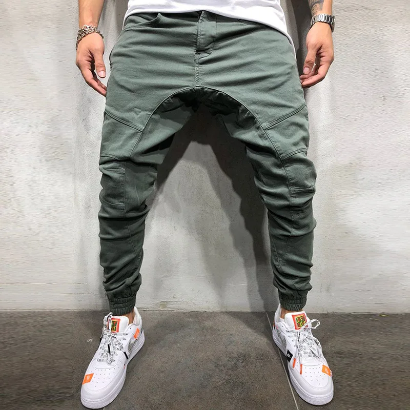 

Pants Men New Hip Hop Side Zipper Decoration Woven Fabric Girdle Feet Casual Men's Trousers