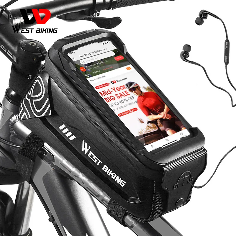 Bike Front Bag Pouch Cycling Waterproof Phone Holder 6" Touchscreen Bicycle Bag 