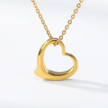

Hollow Heart Shape Pendants Necklaces For Women Gold Color Stainless Steel Heart Shape Necklace Gift Jewelry Fashion Wholesale