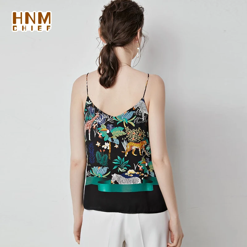 HNMCHIEF Brown Sleep Tops Slim Strappy Tank Top Sleepwear New Female Jungle Print Silk Vest Casual Women Comfy Camisole Clubwear sleepwear lingerie