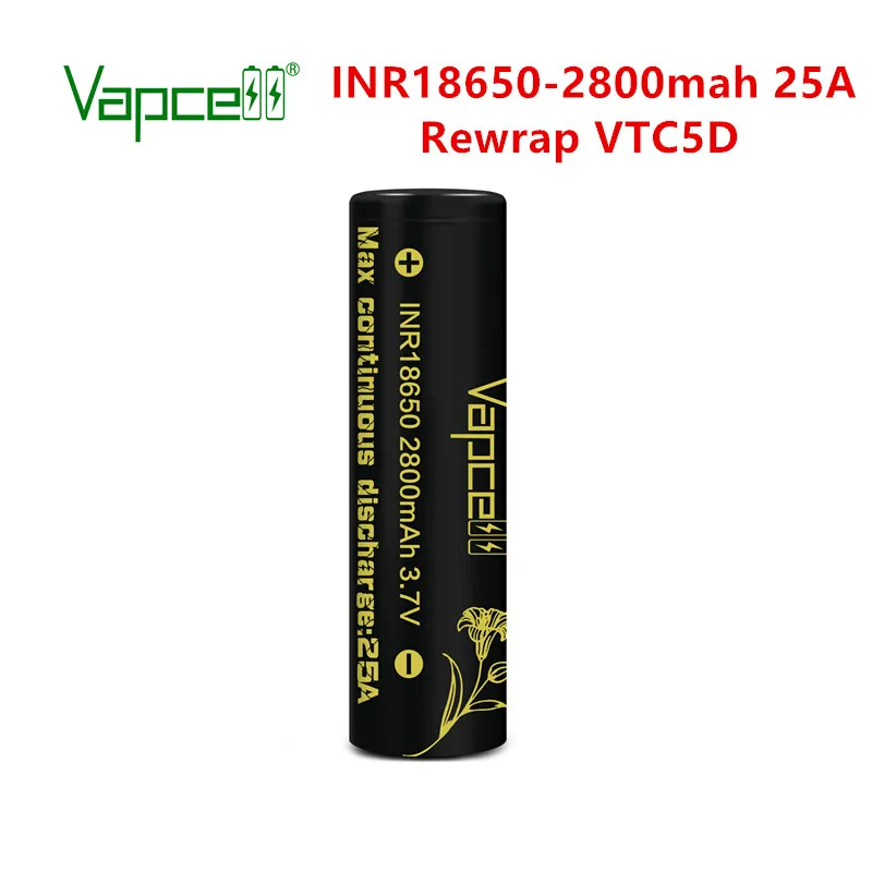 Бесплатная доставка литий ионный аккумулятор QZ Vapcell 18650 2800 мАч 25 А 3 7 в rewrap VTC5D beat
