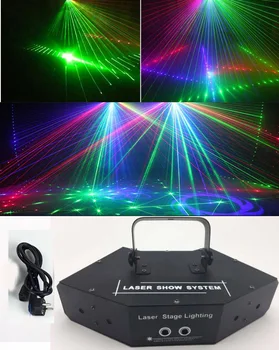 

6 Lens RGB Laser Lines Beam Scans With Patterns DMX DJ Dance Bar Home Party Disco Effect Light System Show Laser Stage Lighting