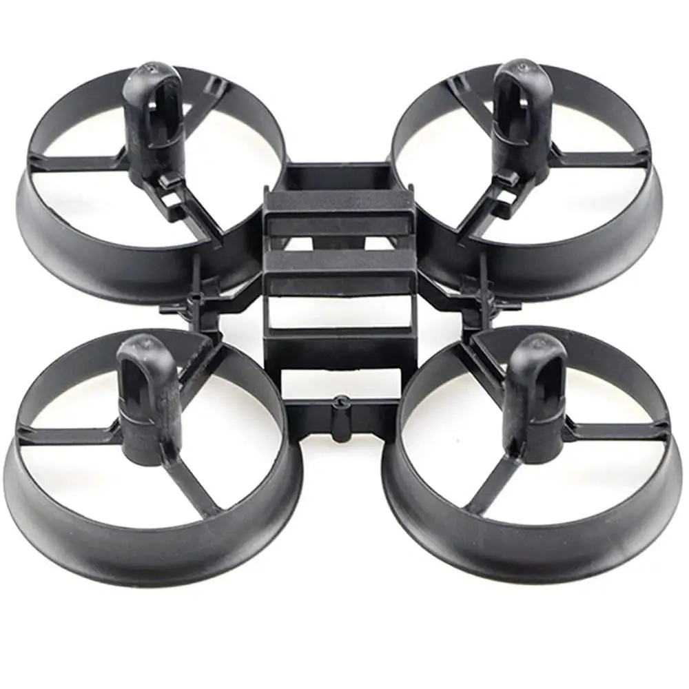 Hélices de drone RC avec cadre montées sur un Blade Inductrix, vue de dessus avec pales transparentes