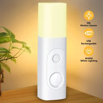 

Bedside Motion Sensor Night Light USB Rechargeable Portable Table LED Light Cordless Bedroom ALI88
