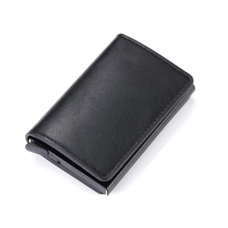 BISI GORO, умный кошелек для мужчин и женщин, алюминиевая коробка, кредитный держатель для карт, мини-кошелек, безопасность, RFID держатель, всплывающий клатч, Чехол для карт - Цвет: Black K9109