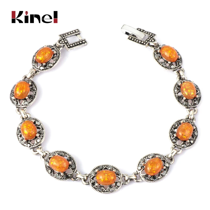 2021 Новый Vintage Opal браслет серебристый цвет ААА кристалл браслеты из нержавеющей