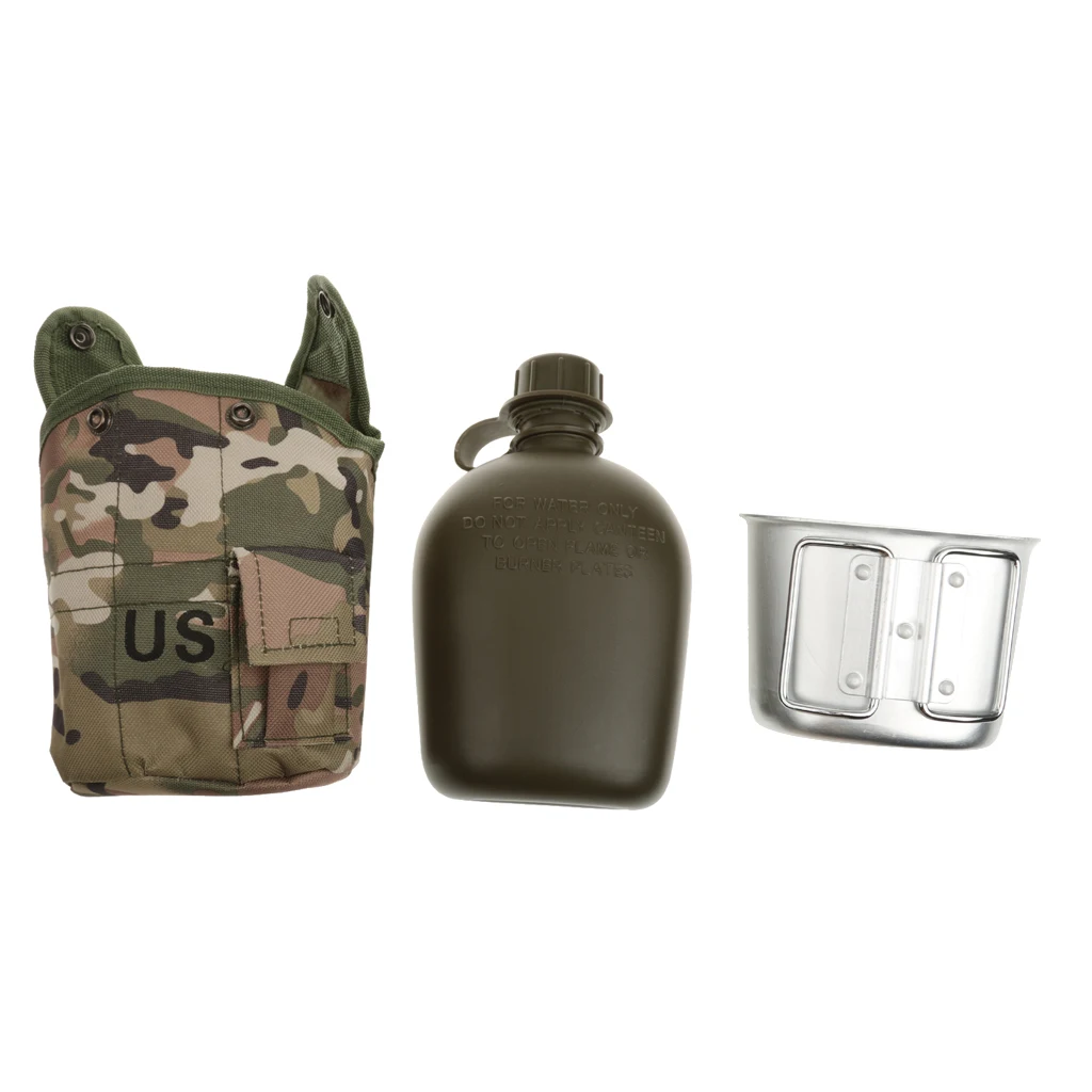 CP Camo 3 шт. армейский Военный Кемпинг Спортивная бутылка для воды столовая с чашкой, крышка 34o - Цвет: CP Camo