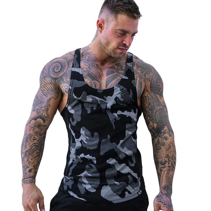 

Men Bodybuilding Tank Top Camouflage sleeveless Shirt Boy Gyms Fitness Workout Singlet Sling Vest Summer Crossfit Brand clothing