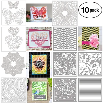

10 Pcs/Set Plastic Stencils for DIY Scrapbooking Embossing Drawing/Panting Paper Cards Making Decorative Crafts 6x6 inch Templat
