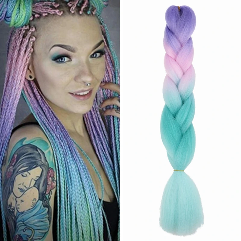 Rainbow Hair Extensions Braids Rainbow Hair Extensions Us Synthetic