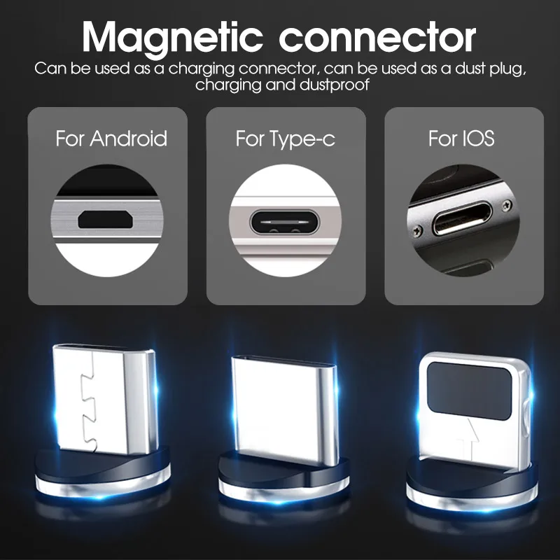 Магнитный кабель usb type-C для быстрой зарядки iPhone, Android, магнитное зарядное устройство для iOS, зарядный кабель Micro USB, кабель для мобильного телефона
