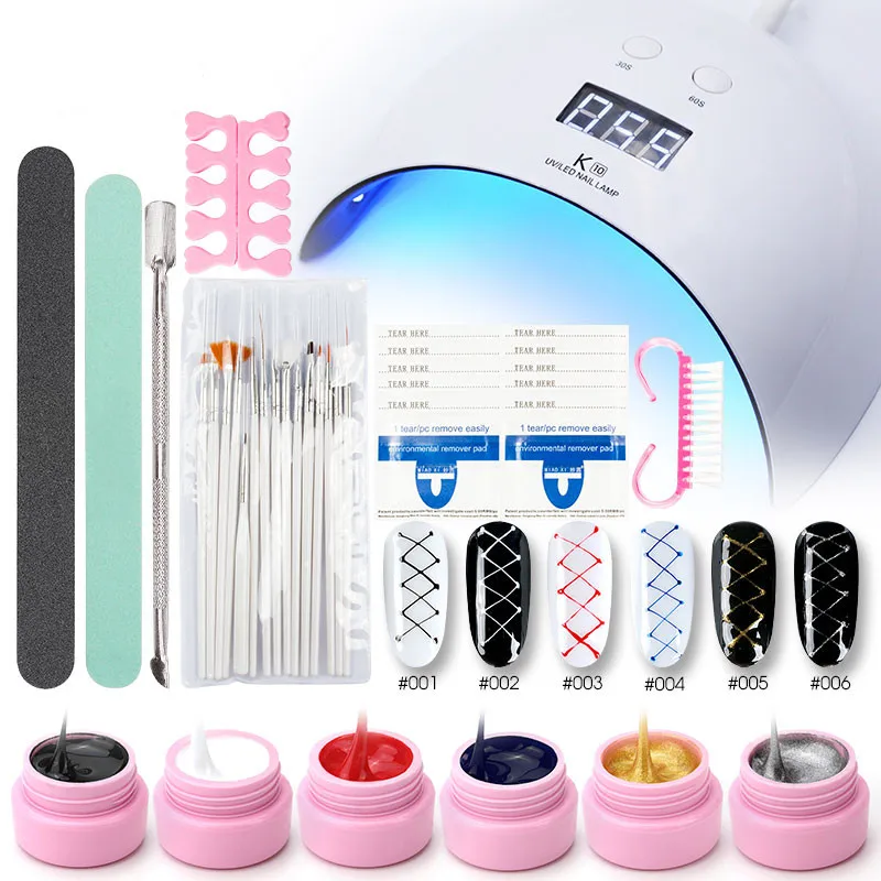 14PCS Set ZHG441 Набор гелевых лаков для ногтей Ellwings 24 Вт сушилка с УФ-лампой для ногтей креативный Набор для рисования проволоки УФ-гель для ногтей маникюрный лак - Цвет: 14PCS Set ZHG441