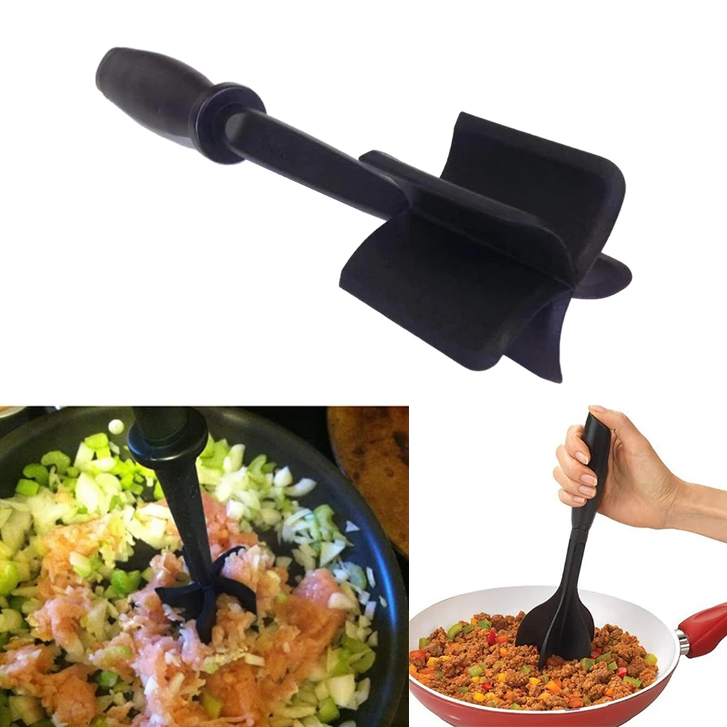 Premium 5 Curve Blades Meat Chopper Rice Potato Pumpkin High Temp Beef Hamburger Masher Smasher Cooking Utensil Kitchen Gadget
