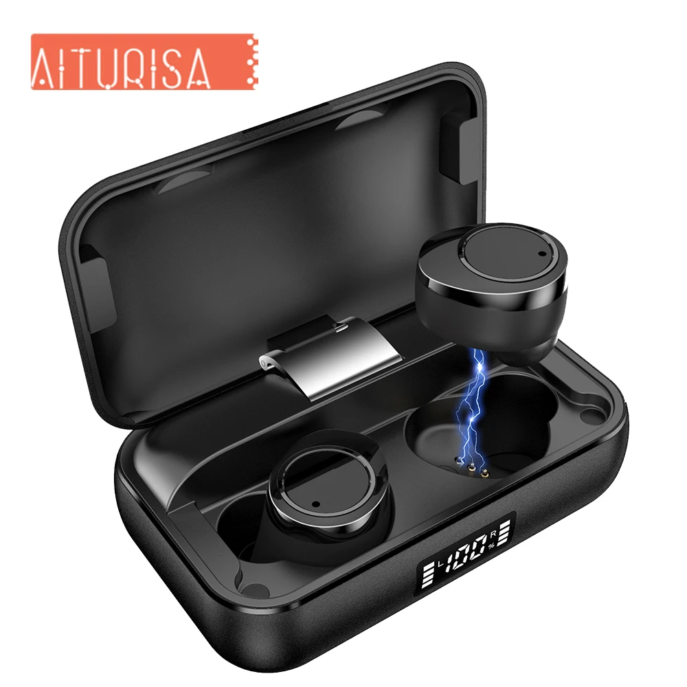

TWS Bluetooth 5.0 Earbuds AAC HD Sound Wireless Headphone 7 Hours Music Time With Mic Noise Reduction With 2600 mAh Charging Box