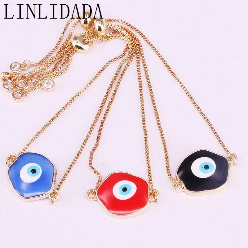 

12Pcs New Arrival Enamel Eye Charm Bracelets for Women Fashion Adjustable Chain Bracelet Jewelry