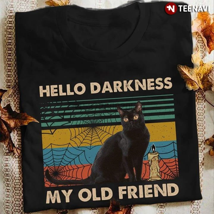 Черная свеча-кошка Hello Darkness My Old Friend футболка | Мужская одежда
