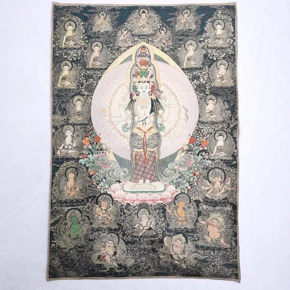 

Thousand hands, thousand eyes, Avalokitesvara, religious supplies, Bodhisattva portrait, brocade, Nepal hanging painting, embroi