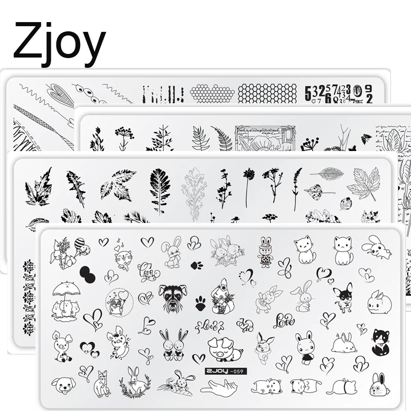 Пластины для штамповки ногтей (Zjoy01 60) дизайна цветущие и орнаментные пластины