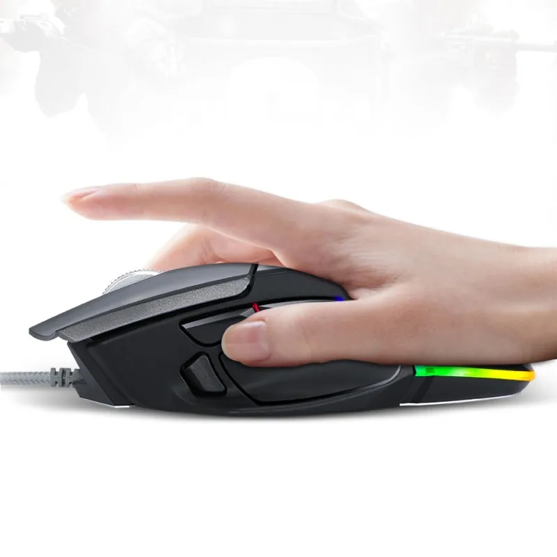 V11 профессиональная Проводная RGB игровая мышь, удобная ручка, эргономичная компьютерная мышь с светодиодный