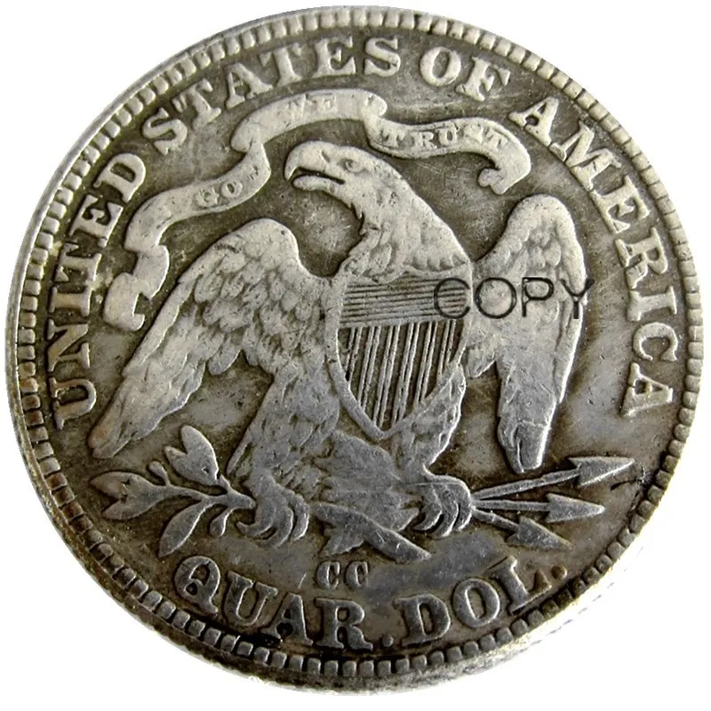 США 1871 P/CC/S сидя свободы кватер доллар Посеребренная копия монеты - Цвет: CC