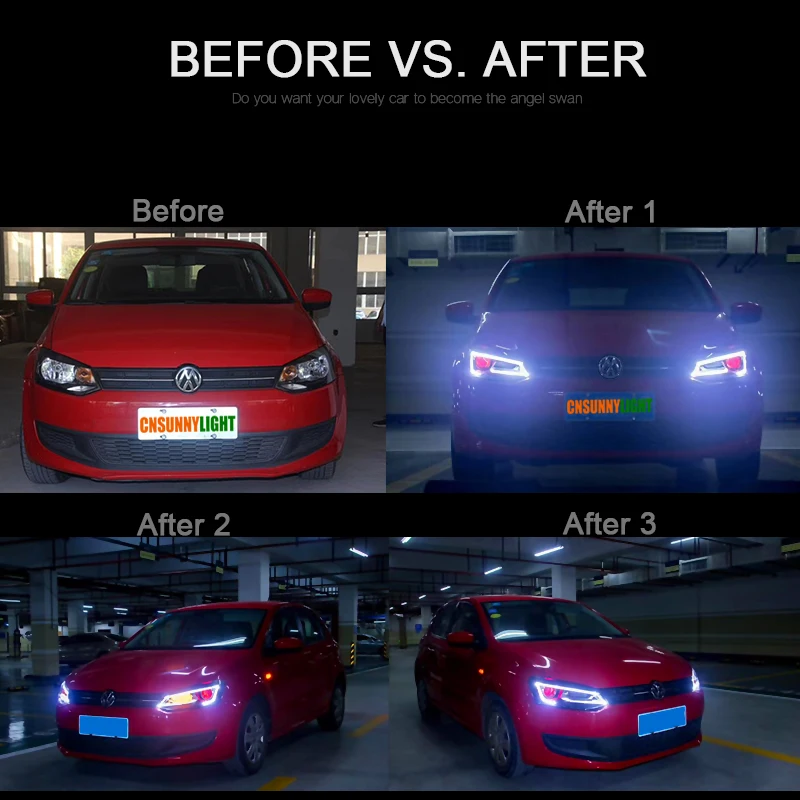 CNSUNNYLIGHT для VW/Volkswagen Polo 2011 2017 Автомобильные фары в сборе светодиодный DRL сигнал