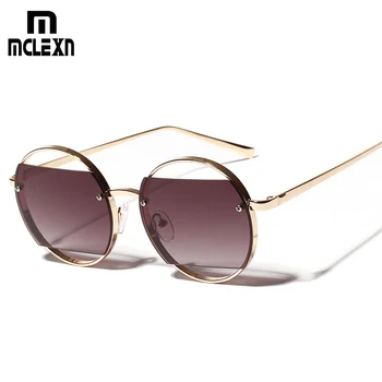 

MCLEXN Unique Round Sunglasses Women Vintage Oversized Hollow Sunglass For Women Designer Round Sun Glasses Female lunette