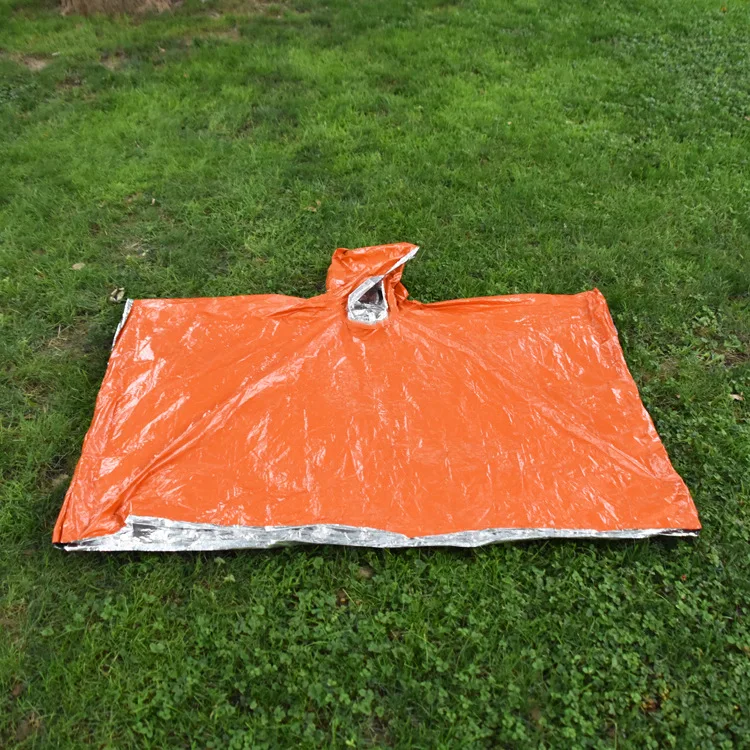 Emergency Raincoat Aluminum Film Disposable Poncho Cold Insulation Rainwear Blankets Survival Tool Camping Equipment