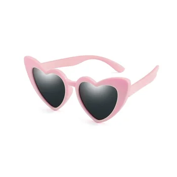 

Brand Silicone Safety Polarized Children's Sunglasses Girl's Baby Red Pink Love Heart Shapes Eyeglasses Uv