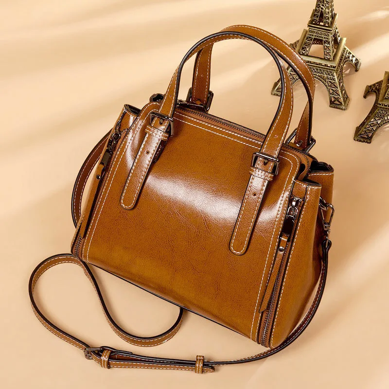 

Vintage Cowhide Bag WOMEN'S Bag New Style 2019 Versitile Fashion Glorious Spring Large-Volume Genuine Leather Shoulder Handbag