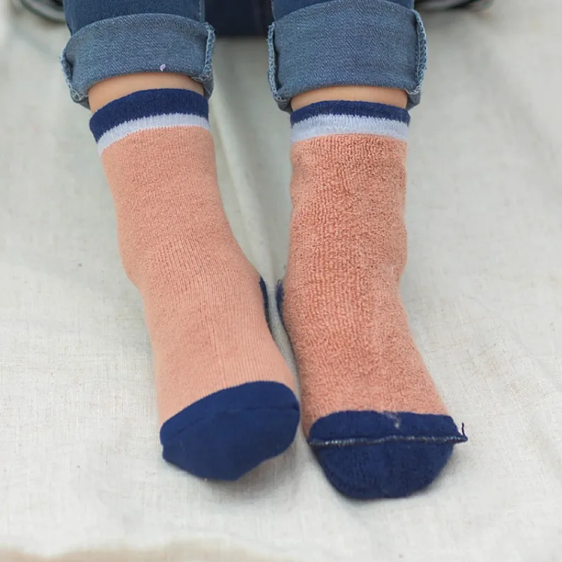 Детские носки 5 пар/упак. для маленьких мальчиков платье для девочек в полоску, Носки с рисунком, комплект для подростков, хлопковое зимнее теплое носки-тапочки гетры