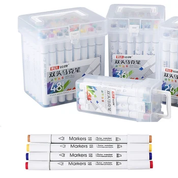 

12/24/36/48/60 Colors Manga Markers Pen for Kids School Supplies Drawing Water Color Marker Brush Pens Art Supplies Dual Tip