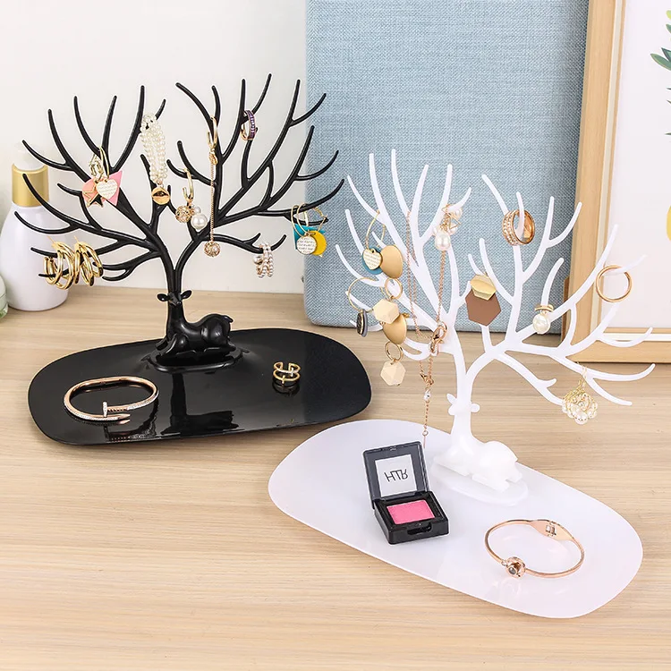 Jewelry Cases Bracelet Stand-Tray Necklace-Ring Pendant Display Tree-Storage Rose Deer