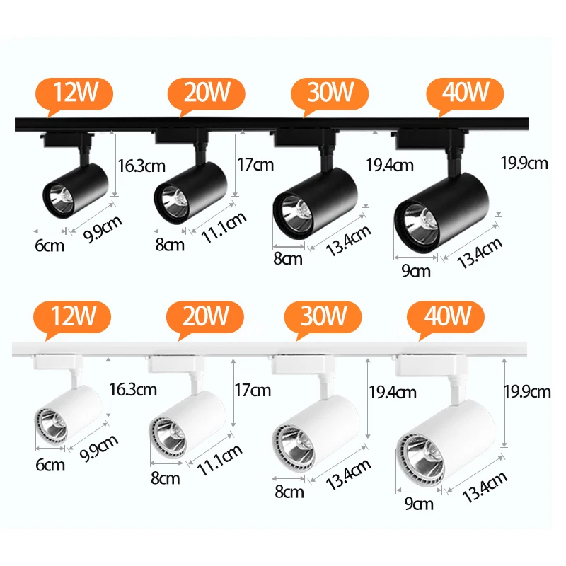 6 шт./лот светодиодный Трековый светильник 12 Вт 20 30 40 трековые светильники