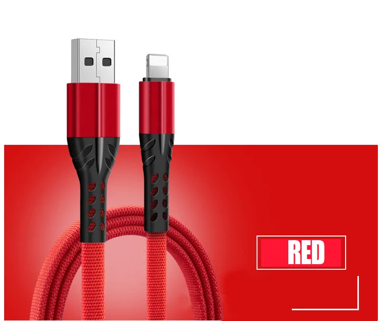1 м 2 м USB кабель Быстрая зарядка алюминиевый сплав Плетеный плоский 3 а кабель для передачи данных для мобильного телефона для микро-зарядного устройства - Цвет: Red