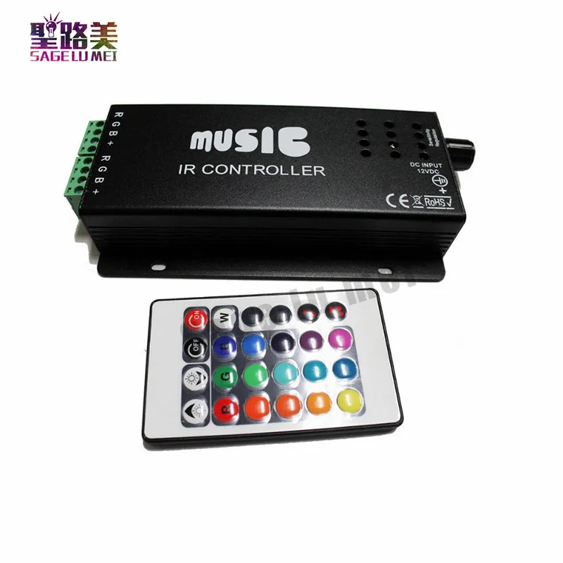 best price DC12-24V 24 Keys music controller IR remote RGB Sound Sensitive for 5050 3528 led strip light lamp | Освещение