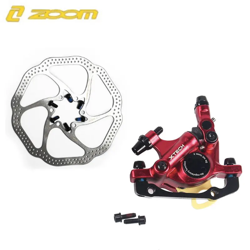 f red w rotor ZOOM HB-100 MTB велосипедный тормоз HB100 велосипедные тормоза суппорт с роторами запчасти для велосипеда гидравлический поршень двусторонний с v-тормозным рычагом - Цвет: f red w rotor
