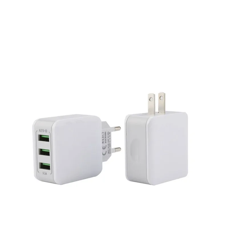 10 шт. 3 USB зарядное устройство для iPhone Быстрая зарядка EU/US вилка USB AC настенное зарядное устройство для samsung Xiaomi зарядное устройство для мобильного телефона с кабелем