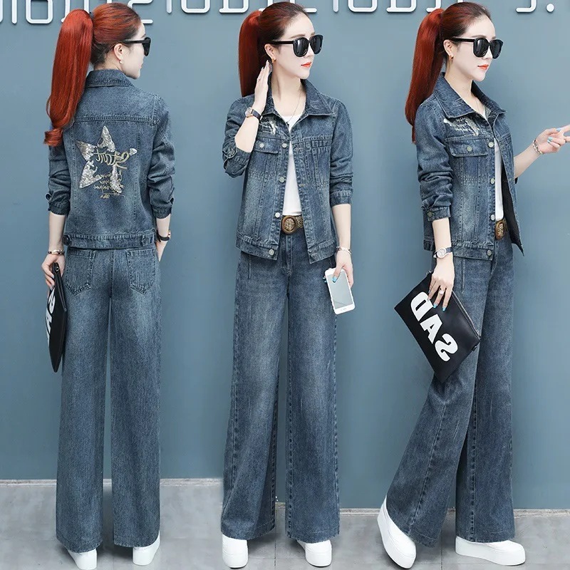 

Early Autumn Western Style by Age-Style Set WOMEN'S Dress 2019 New Style Early Autumn Clothing Jeans Tops Elegant Two-Piece Set