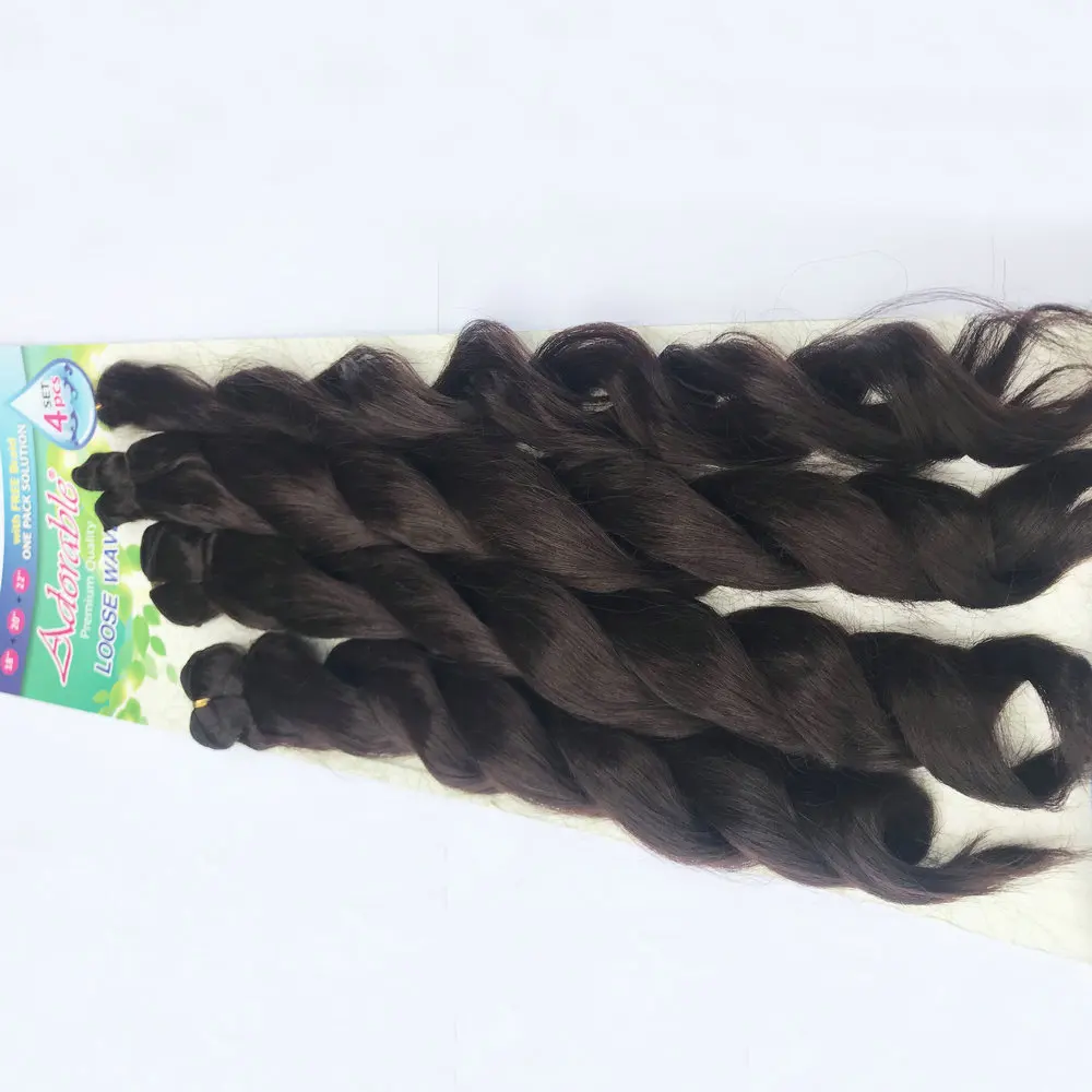 Adorable Synthetic Hair Extension/LOOSE WAVE 4PCS+1 Set /18-22inch Weave Bundles With Brade African American Afro