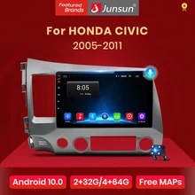 Junsun V1 Android 10 ИИ Голосовое управление 4G DSP автомобильное Радио мультимедийный плеер видео для Honda Civic 2005 2006 2007 2008-2010 2011 навигация магнитола No 2din ...