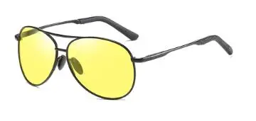 Желтые линзы Matel Frame мужские поляризованные солнцезащитные очки UV400 вождения очки для мужчин 4 цвета с коробкой - Цвет линз: black frame