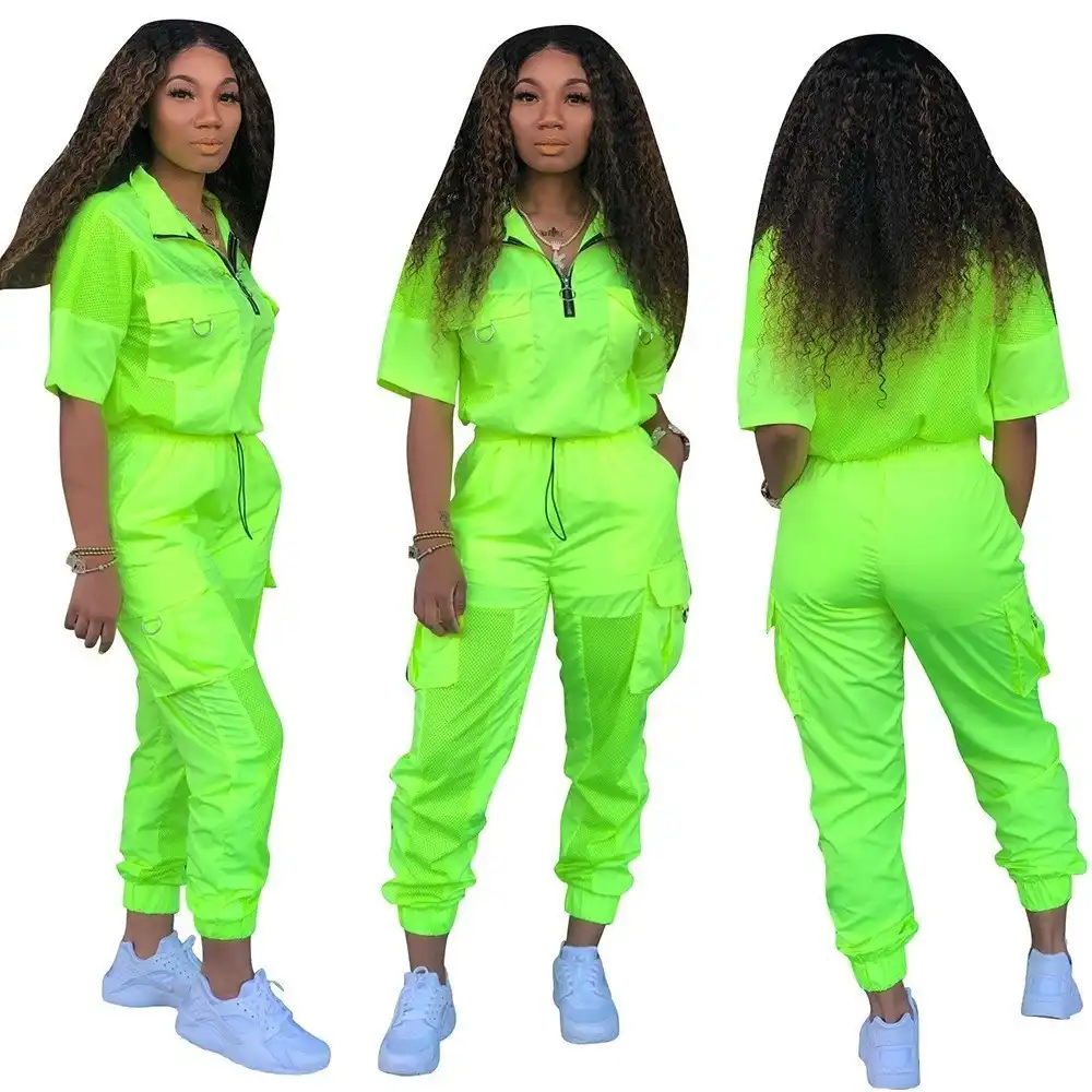 neon green jogging suit