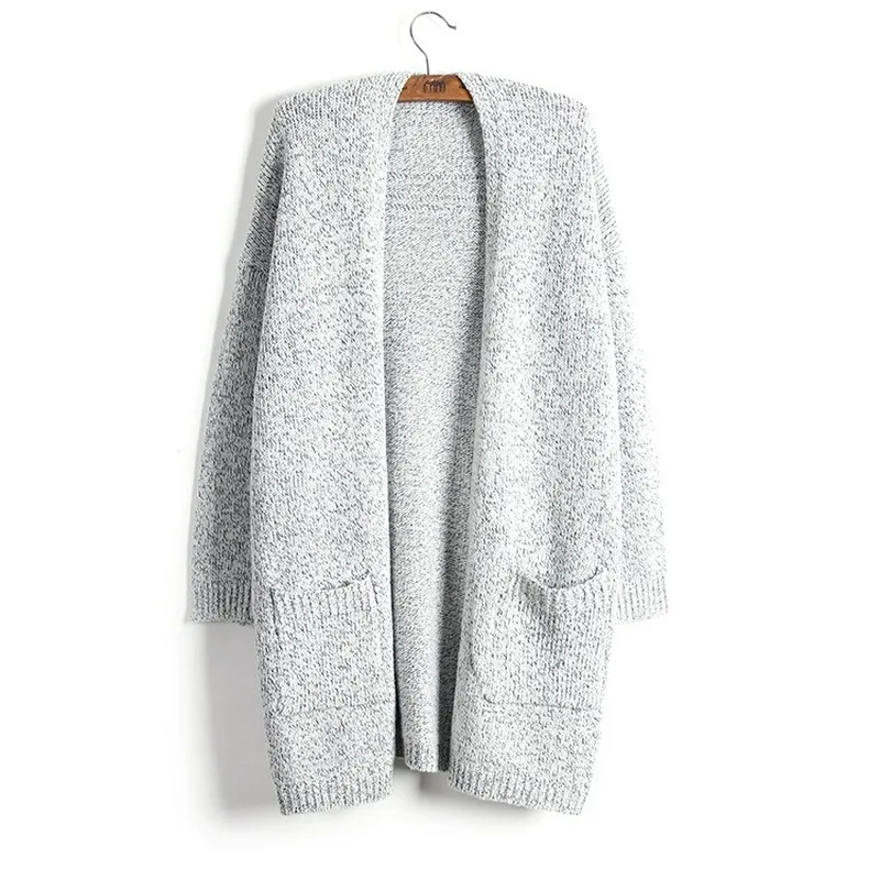 

AIGYPTOS 2019 Spring and Autumn New Cardigan Jacket Women's Long Sleeve Large Pocket Sweater V-Neck Casual Solid Solid