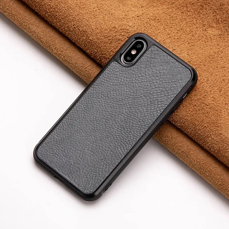Baked Ostrich Skin Phone Case For IPhone X XS Max XR For Apple 5 5S SE 6 6S 7 8 Plus Protect Phone Case No Grain Surface - Цвет: Gray
