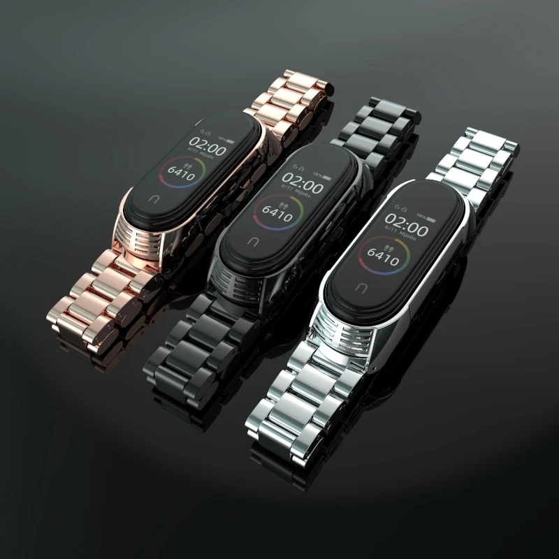 Для miband 4 ремешок металлический браслет для xiaomi band 4 3 умные часы напульсники Безвинтовой браслет из нержавеющей стали