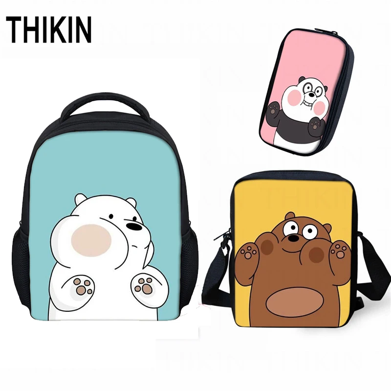 THIKIN We голый рюкзак с изображением медведей из аниме для подростков мальчиков девочек студенческие Школьные сумки Дети мультфильм сумки через плечо рюкзак Mochila на заказ - Цвет: as picture